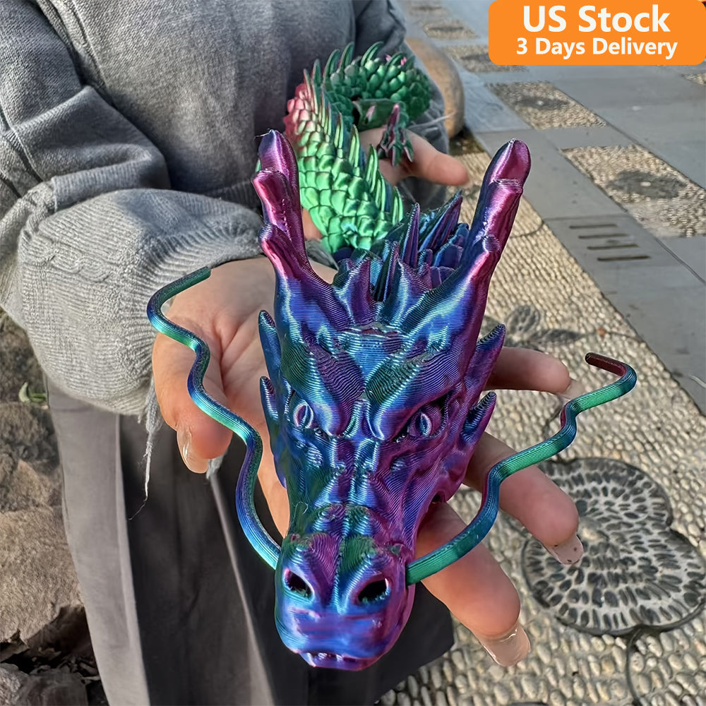 35.43" 3D Printed Dragon, Articulated Dragon, Crystal Dragon, Dragon Fidget Toy, Home Office Decor Executive Desk Toys