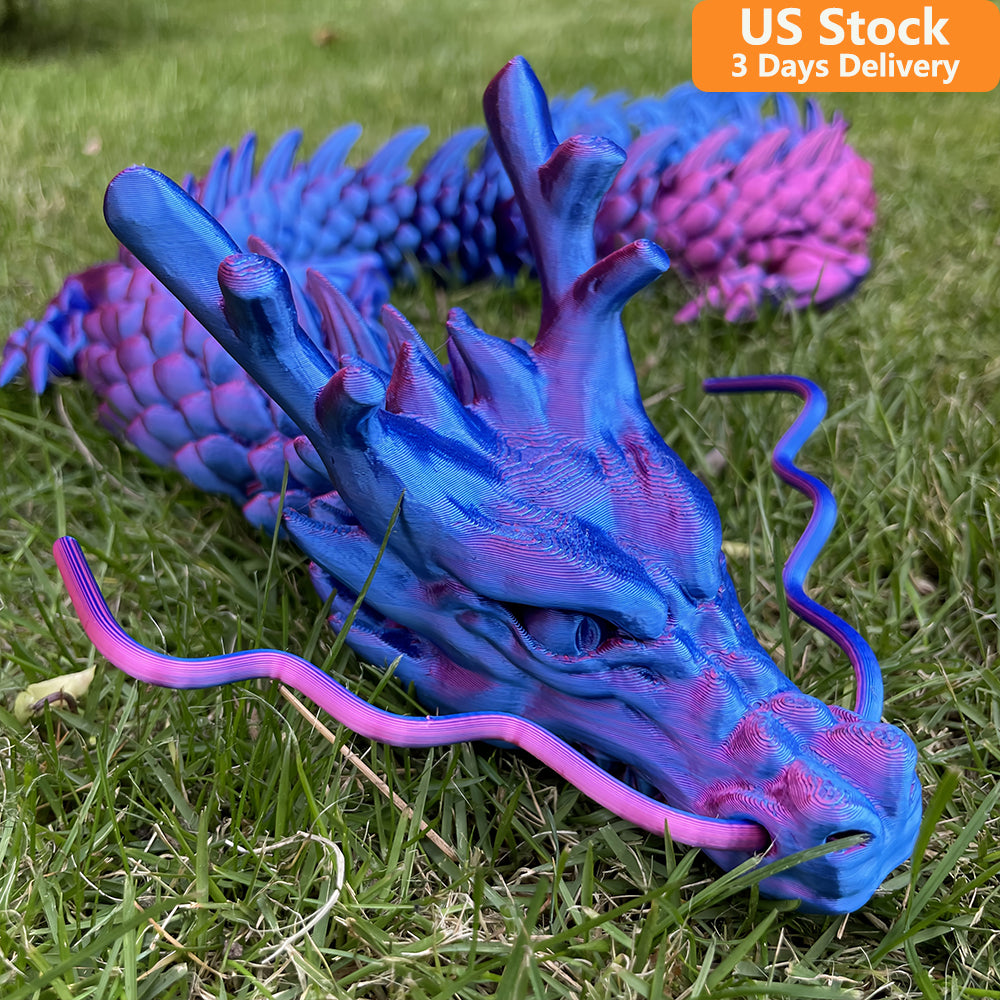 35.43" 3D Printed Dragon, Articulated Dragon, Crystal Dragon, Dragon Fidget Toy, Home Office Decor Executive Desk Toys