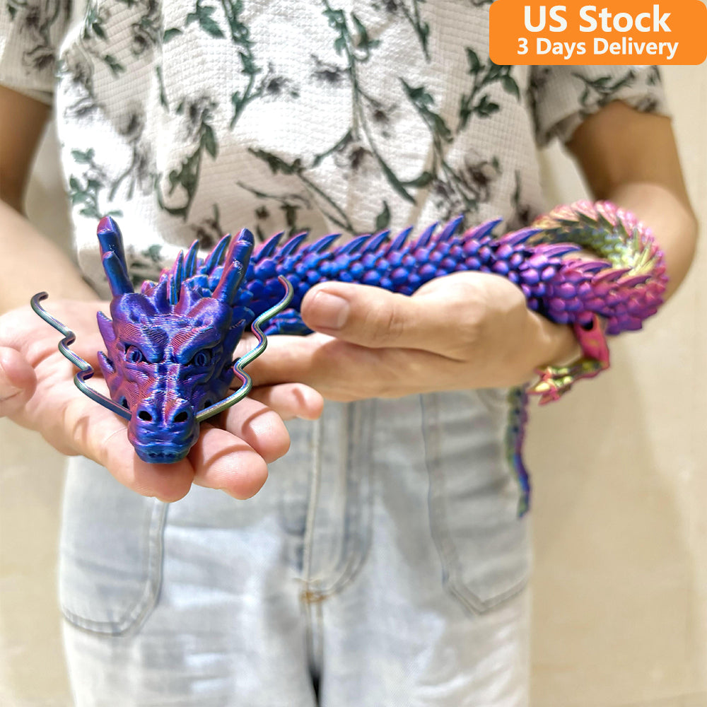 35.43" 3D Printed Dragon, Articulated Dragon, Crystal Dragon, Dragon Fidget Toy, Home Office Decor Executive Desk Toys