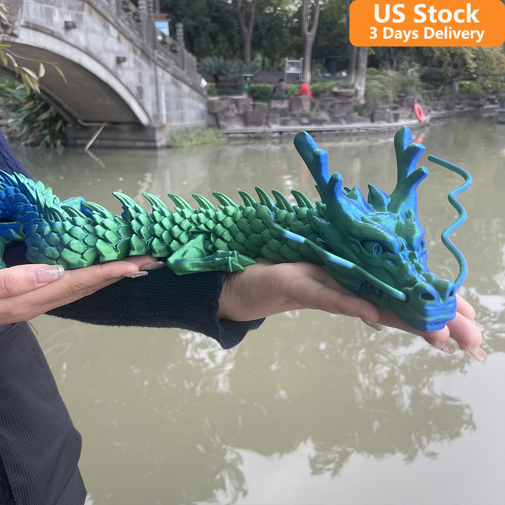 35.43" 3D Printed Dragon, Articulated Dragon, Crystal Dragon, Dragon Fidget Toy, Home Office Decor Executive Desk Toys