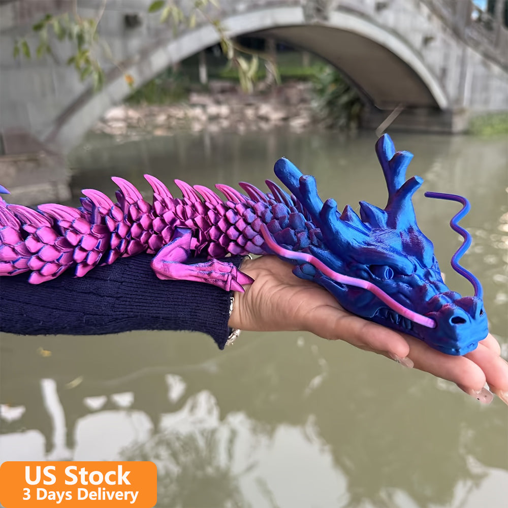 35.43" 3D Printed Dragon, Articulated Dragon, Crystal Dragon, Dragon Fidget Toy, Home Office Decor Executive Desk Toys