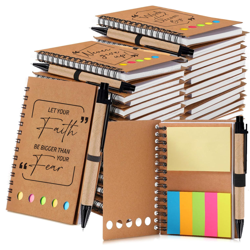 36-Pack Inspirational Spiral Notebooks with Sticky Note Pads & Ballpoint Pens - Motivational Journals for Teachers, Nurses, Coworkers - Employee Appreciation Thank You Gift Set