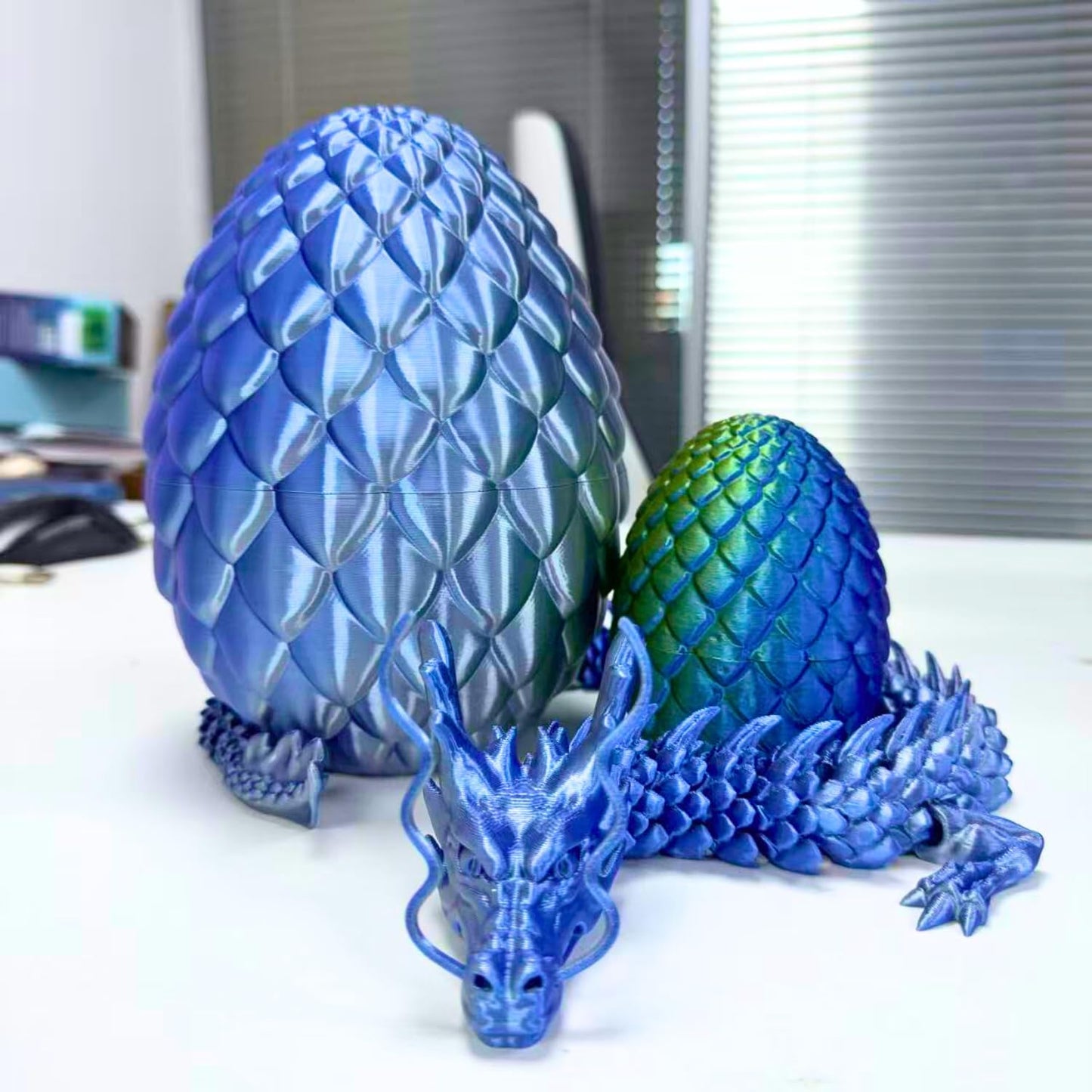 24'' Big 3D Printed Dragon Egg Toy with Articulated Dragon Inside, Large Surprise Eggs Toys for Kids Teens Adults, Fantasy Office Desk Decor Collectible, Unique 2026 Graduation Gifts (Blue Purple)