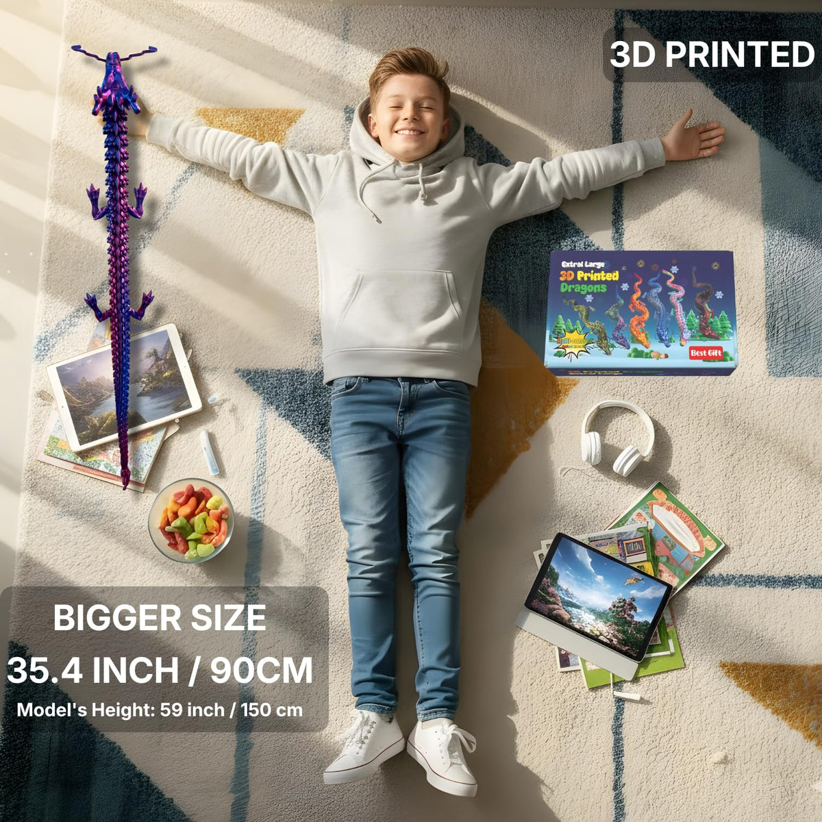 35.4" Articulated Chinese Dragon – Laser Purple