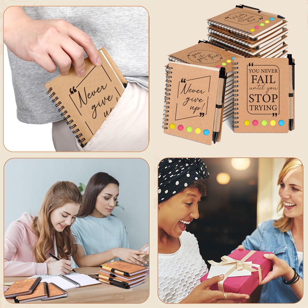 36-Pack Inspirational Spiral Notebooks with Sticky Note Pads & Ballpoint Pens - Motivational Journals for Teachers, Nurses, Coworkers - Employee Appreciation Thank You Gift Set