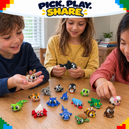 15-Pack Mini Animal Friends with Clip-On Carry Case