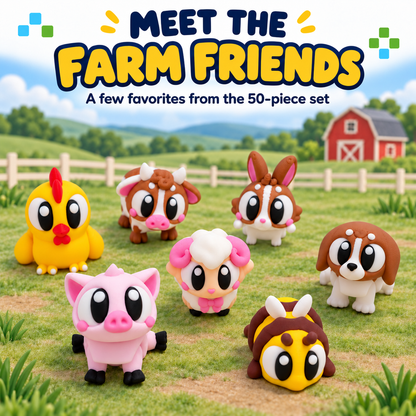 8-Pack Mini Animal Friends with Clip-On Carry Case - Set 2