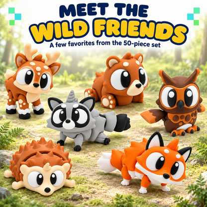 15-Pack Mini Animal Friends with Clip-On Carry Case
