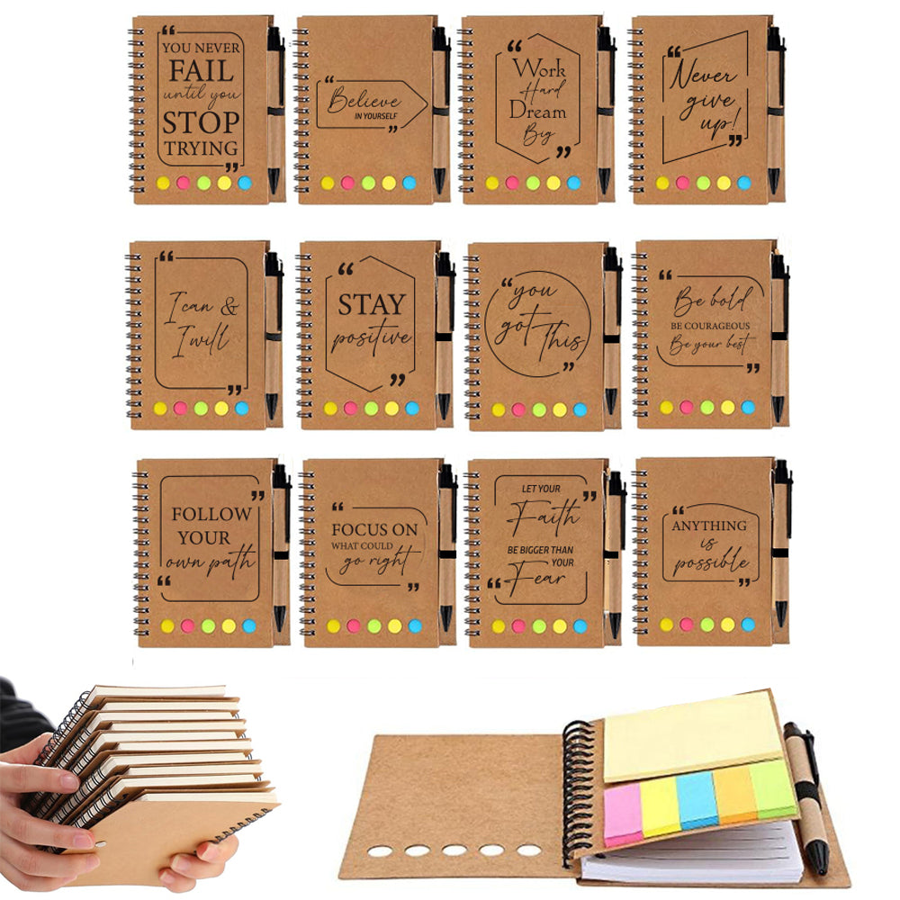 36-Pack Inspirational Spiral Notebooks with Sticky Note Pads & Ballpoint Pens - Motivational Journals for Teachers, Nurses, Coworkers - Employee Appreciation Thank You Gift Set