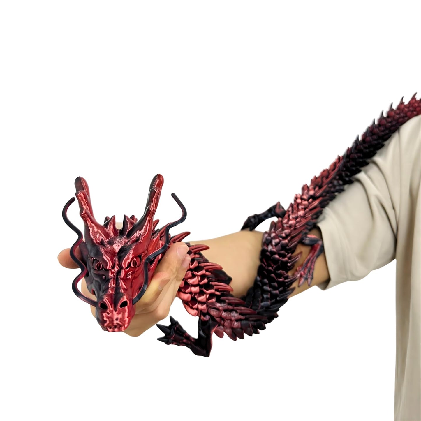 35.4'' Extra Large 3D Printed Dragon Toy, Giant Fully Articulated Chinese Dragon Fidget, Collectible Home Office Desk Decor, Surprise Stress Relief Gifts for Kids & Adults (Green Gradient)