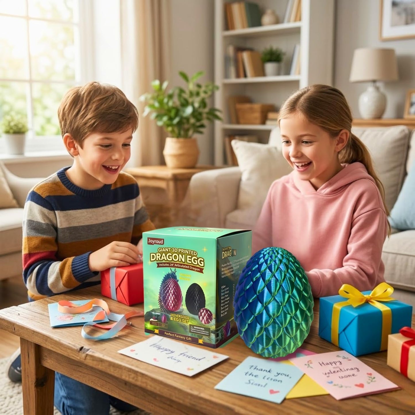 24'' Large 3D Printed Dragon Egg with Chinese Dragon Toy Inside, Reusable Big Dragon Egg for Fidget Play, Desk Decor & Storage, Collectible 2026 Graduation Gifts for Boys Girls Him Her (Blue Green)