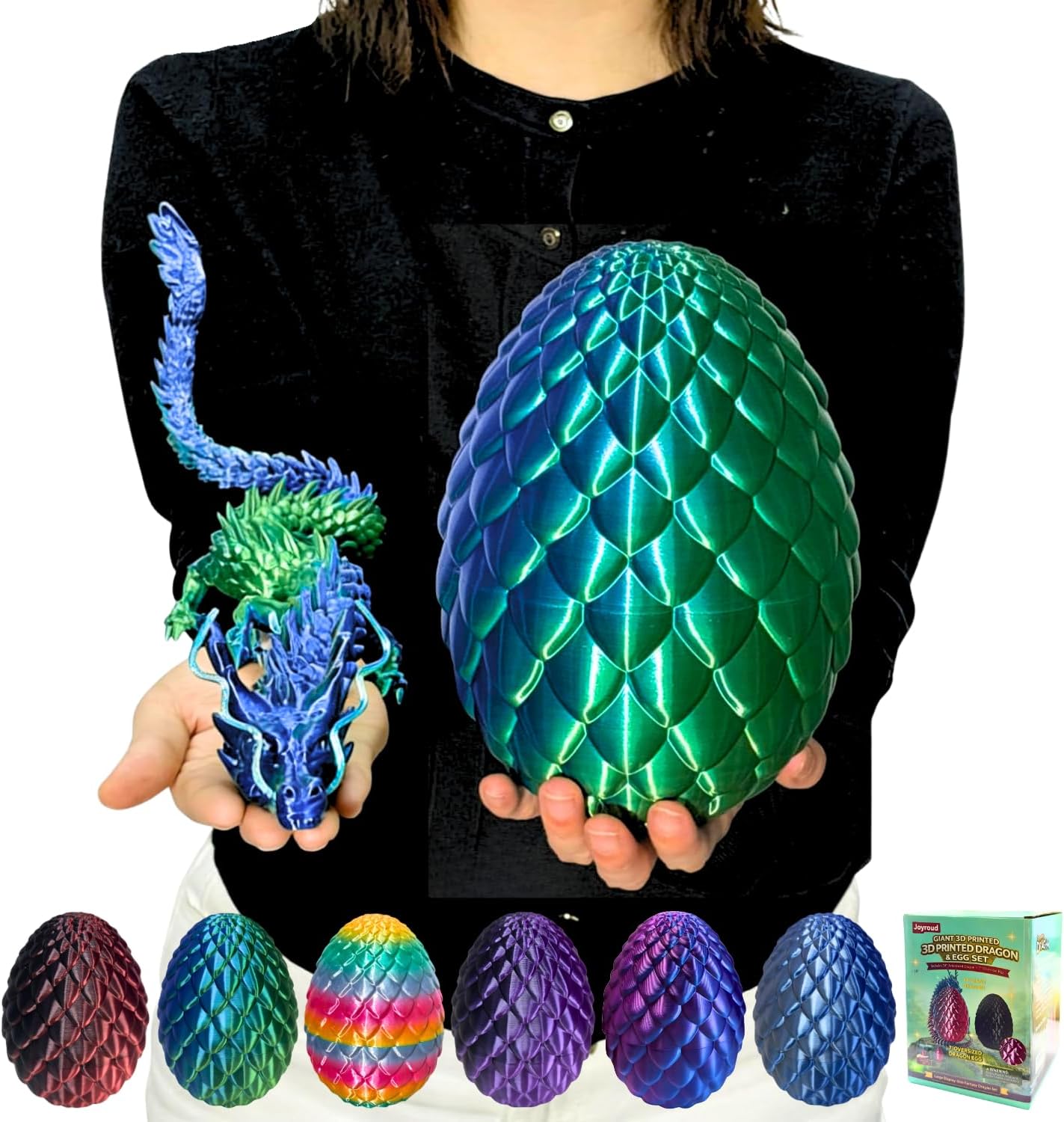 24'' Big 3D Printed Dragon Egg Toy with Articulated Dragon Inside, Large Surprise Eggs Toys for Kids Teens Adults, Fantasy Office Desk Decor Collectible, Unique 2026 Graduation Gifts (Blue Purple)