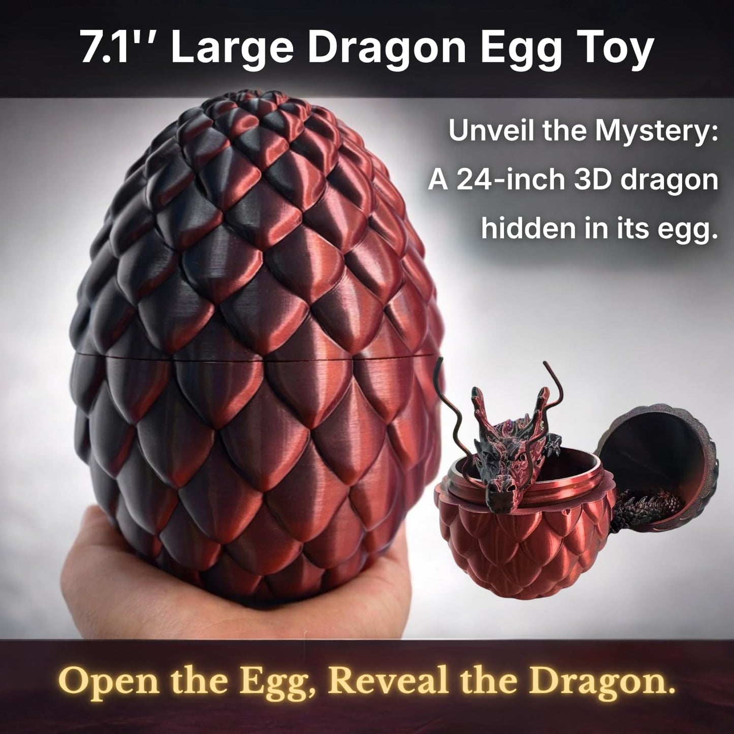 24'' Big 3D Printed Dragon Egg Toy with Articulated Dragon Inside, Large Surprise Eggs Toys for Kids Teens Adults, Fantasy Office Desk Decor Collectible, Unique 2026 Graduation Gifts (Blue Purple)