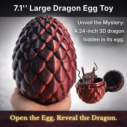 23.6" Articulated Chinese Dragon & Egg – Flame Black