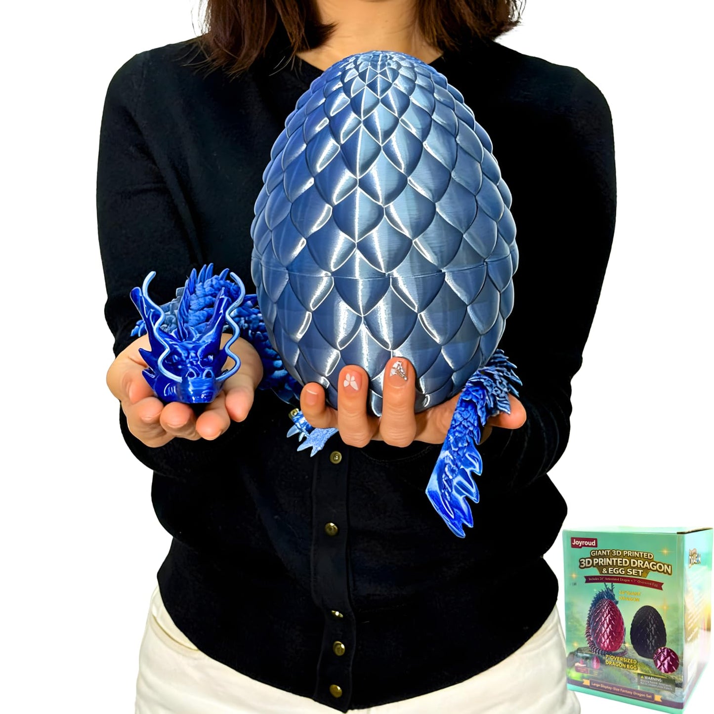 24'' Big 3D Printed Dragon Egg Toy with Articulated Dragon Inside, Large Surprise Eggs Toys for Kids Teens Adults, Fantasy Office Desk Decor Collectible, Unique 2026 Graduation Gifts (Blue Purple)