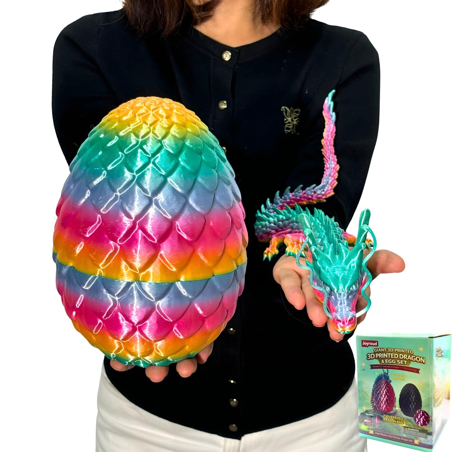 24'' Big 3D Printed Dragon Egg Toy with Articulated Dragon Inside, Large Surprise Eggs Toys for Kids Teens Adults, Fantasy Office Desk Decor Collectible, Unique 2026 Graduation Gifts (Blue Purple)