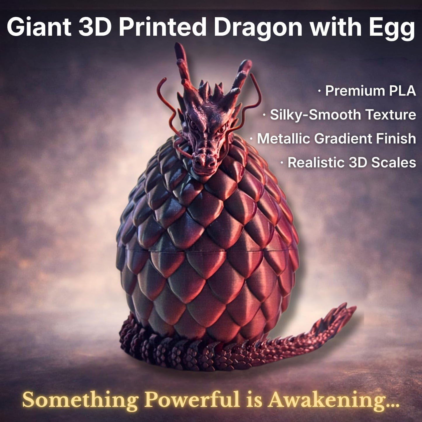 24'' Big 3D Printed Dragon Egg Toy with Articulated Dragon Inside, Large Surprise Eggs Toys for Kids Teens Adults, Fantasy Office Desk Decor Collectible, Unique 2026 Graduation Gifts (Blue Purple)