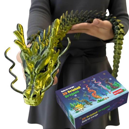 35.4'' Extra Large 3D Printed Dragon Toy, Giant Fully Articulated Chinese Dragon Fidget, Collectible Home Office Desk Decor, Surprise Stress Relief Gifts for Kids & Adults (Green Gradient)
