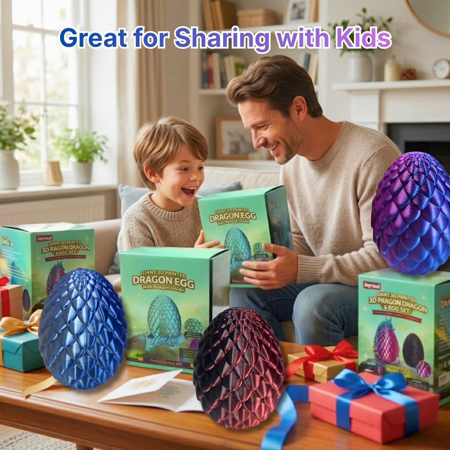 24'' Big 3D Printed Dragon Egg Toy with Articulated Dragon Inside, Large Surprise Eggs Toys for Kids Teens Adults, Fantasy Office Desk Decor Collectible, Unique 2026 Graduation Gifts (Blue Purple)