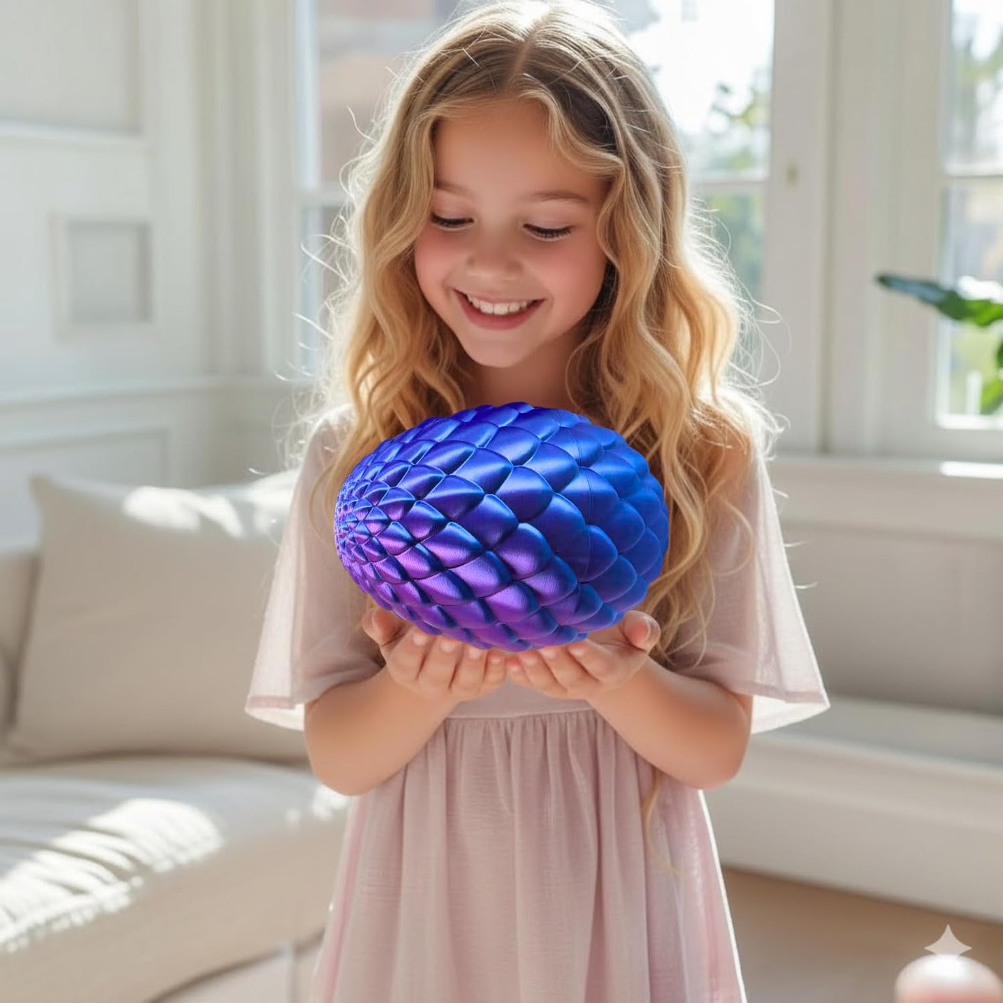 24'' Big 3D Printed Dragon Egg Toy with Articulated Dragon Inside, Large Surprise Eggs Toys for Kids Teens Adults, Fantasy Office Desk Decor Collectible, Unique 2026 Graduation Gifts (Blue Purple)