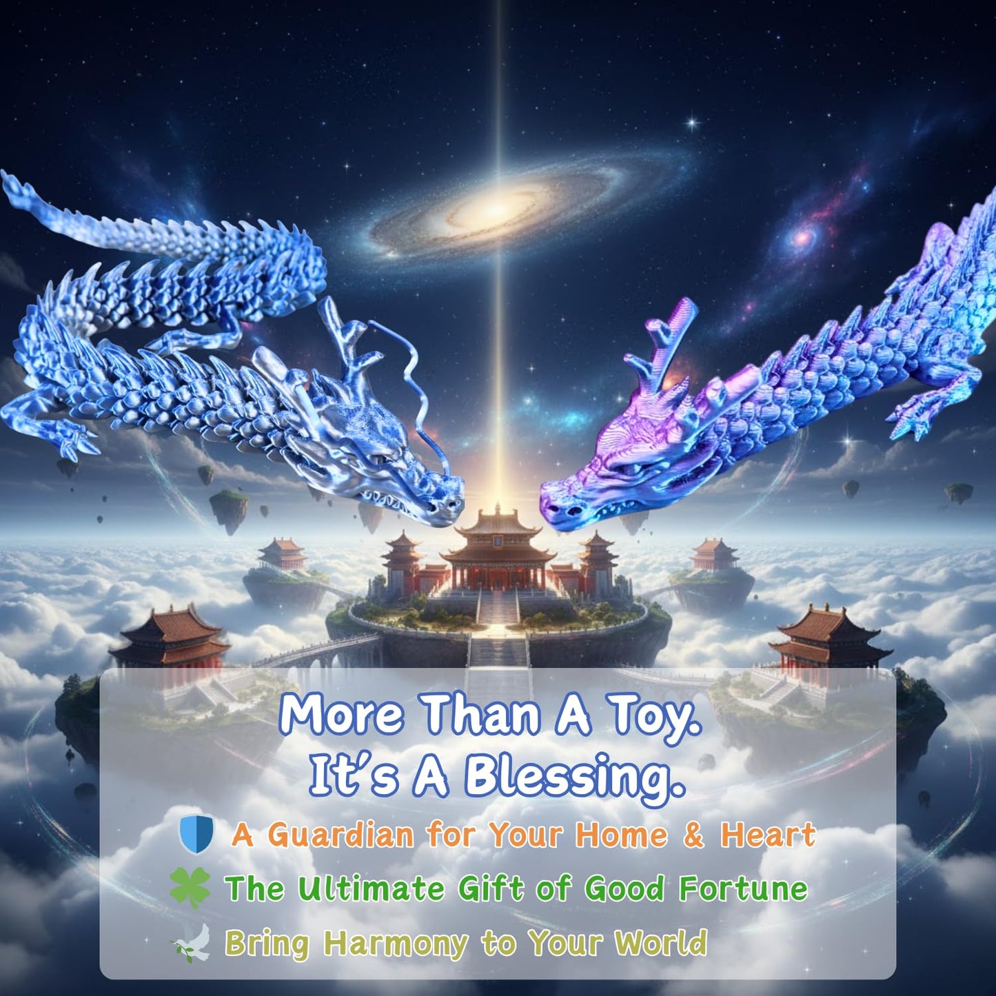 4 Pack 24" Large 3D Printed Dragon Toys, Articulated Chinese Dragons for Family Interaction & Imaginative Play, Collectible Home Office Desk Decor, Unique Birthday & Easter Gifts for Kids