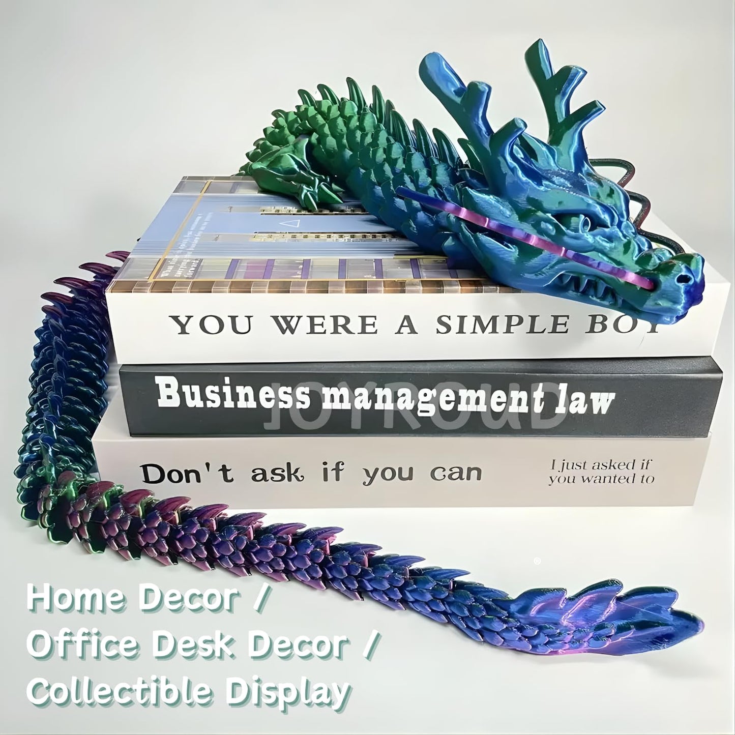 35.4'' Extra Large 3D Printed Dragon Toy, Giant Fully Articulated Chinese Dragon Fidget, Collectible Home Office Desk Decor, Surprise Stress Relief Gifts for Kids & Adults (Green Gradient)