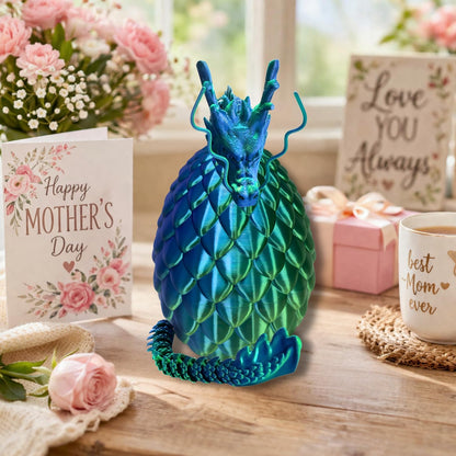 23.6" Chinese Dragon & Egg – Blue Green