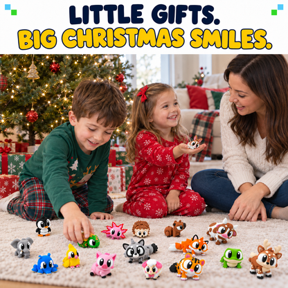 8-Pack Mini Animal Friends with Clip-On Carry Case