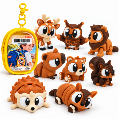 8-Pack Mini Animal Friends with Clip-On Carry Case
