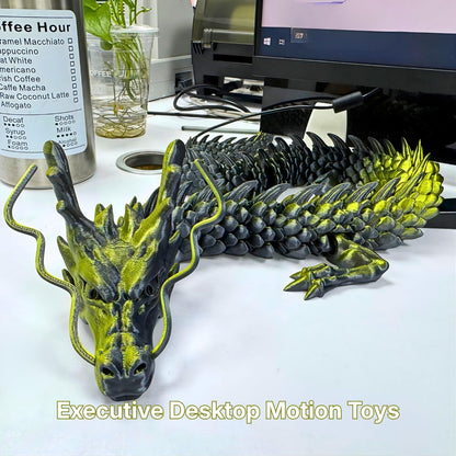 35.4" Articulated Chinese Dragon – Black Golden